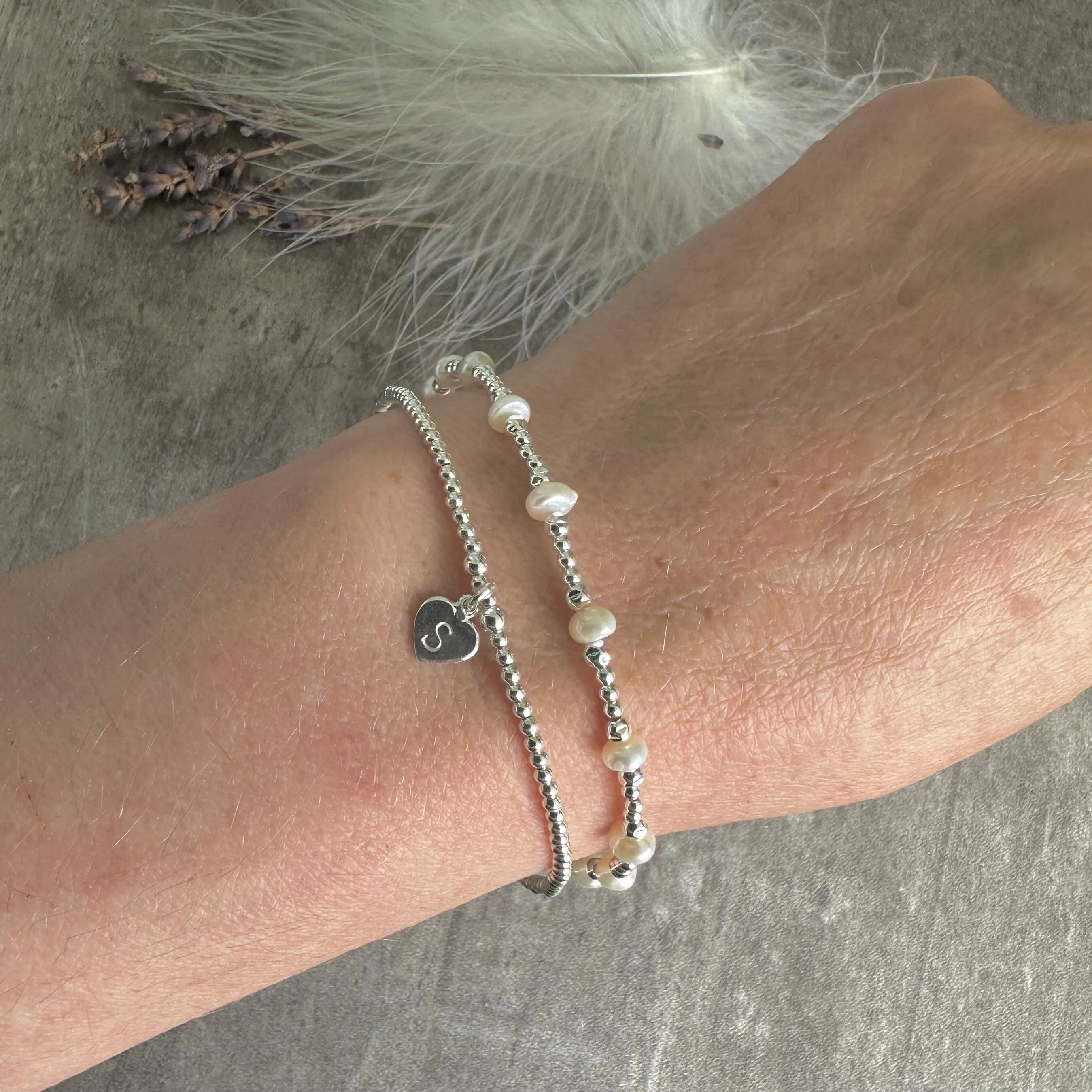 Personalised Pearl Bracelet Set, June Birthstone Jewellery