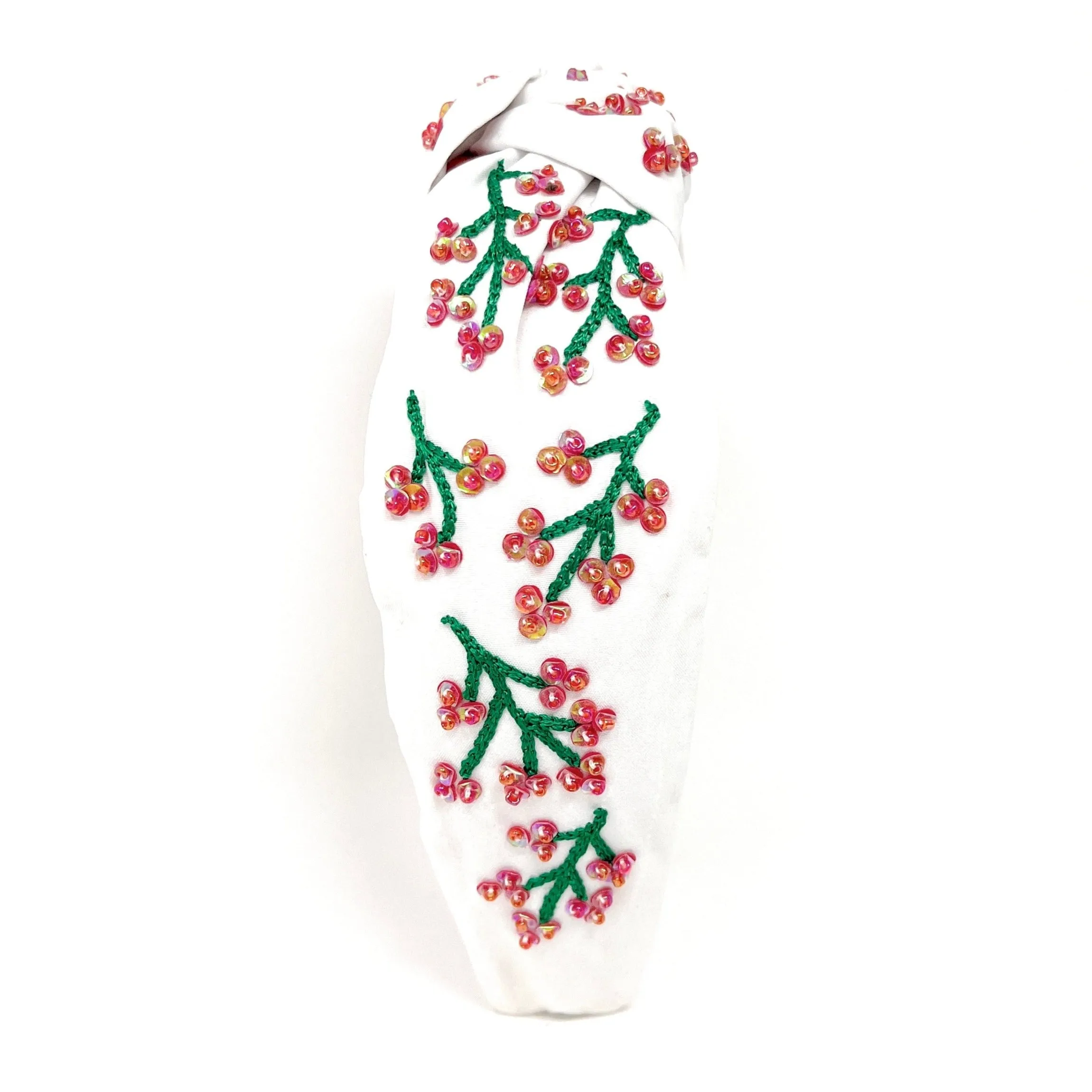 Plum Blossom Hand Beaded Knot Headband