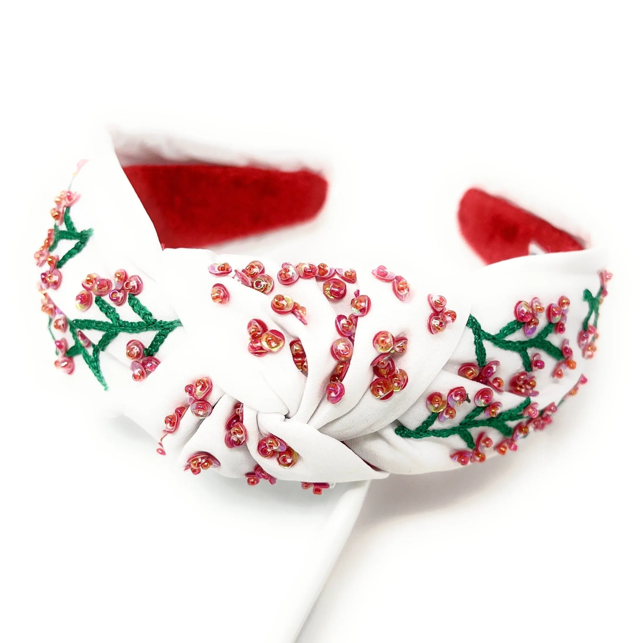 Plum Blossom Hand Beaded Knot Headband
