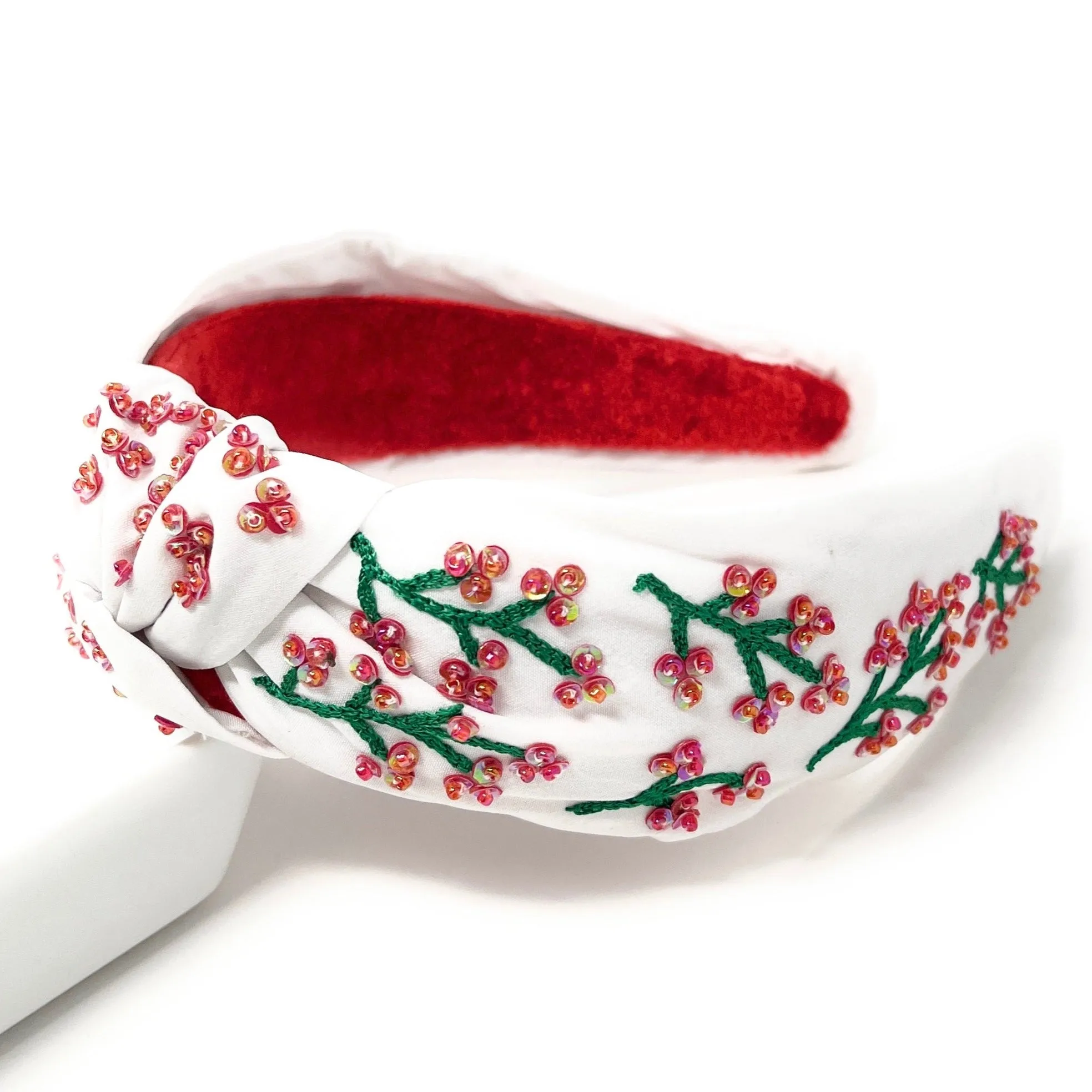 Plum Blossom Hand Beaded Knot Headband