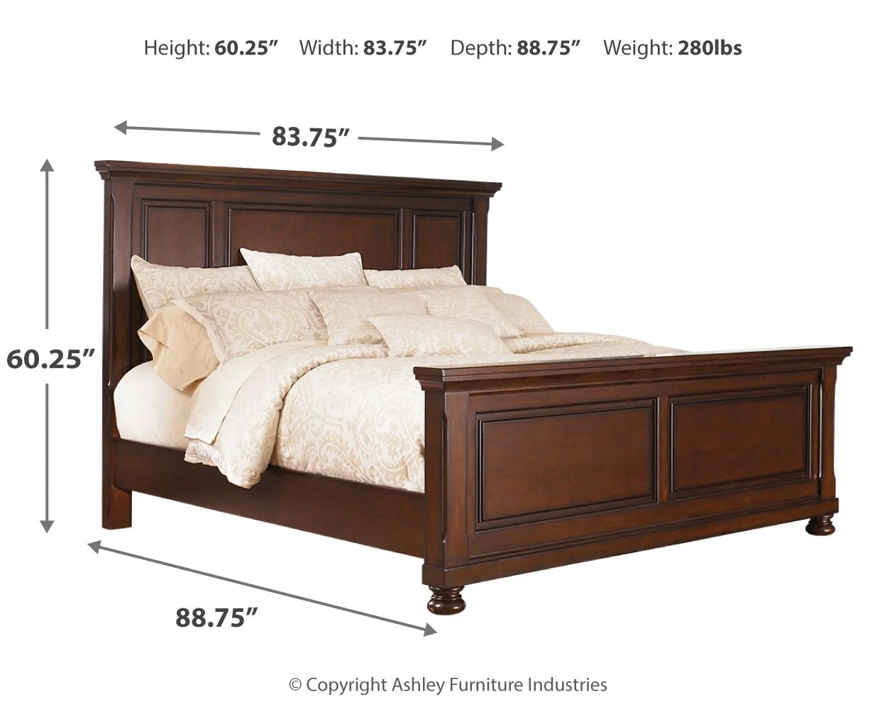 Porter King Panel Bed with Mirrored Dresser, Chest and Nightstand