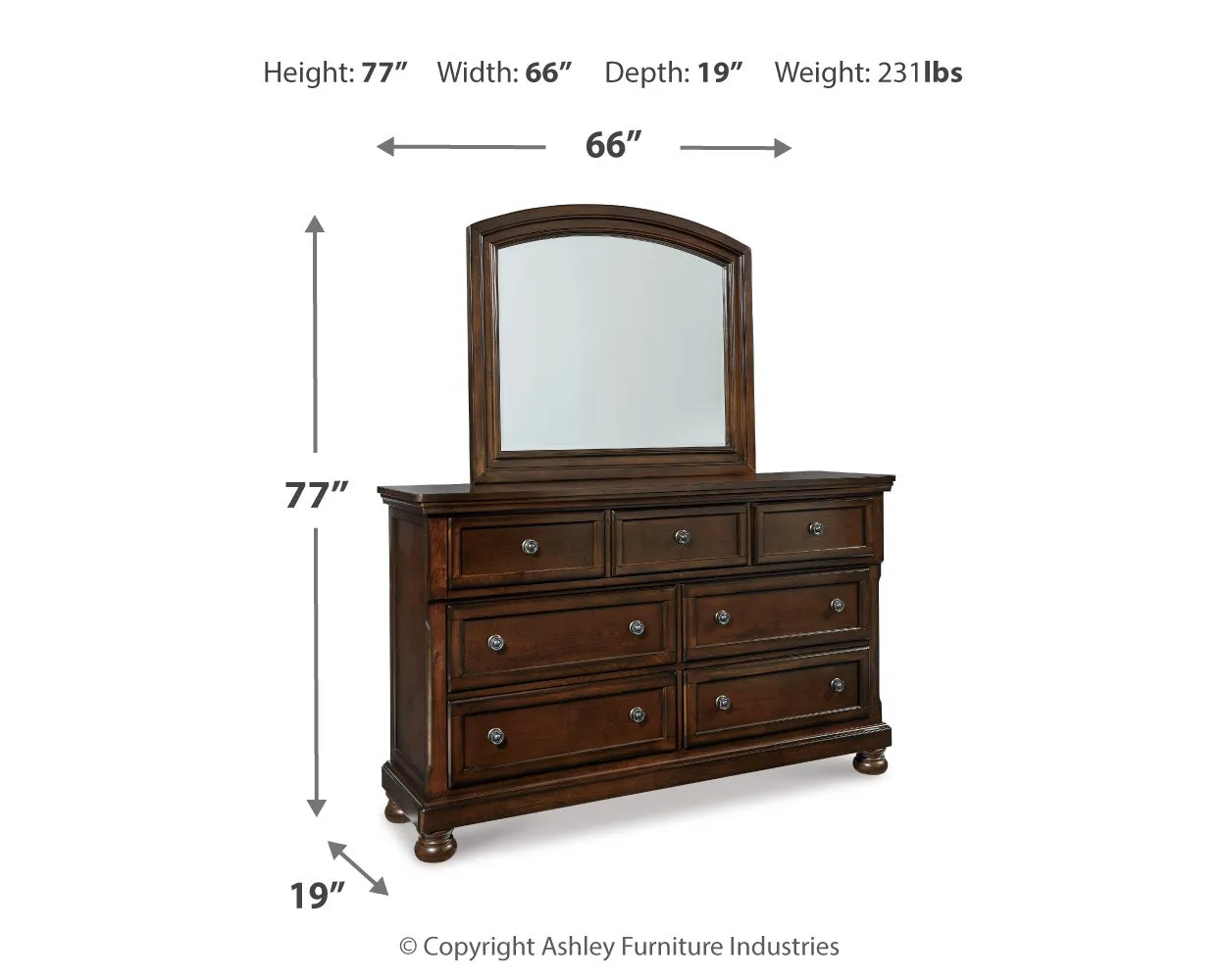 Porter King Panel Bed with Mirrored Dresser, Chest and Nightstand