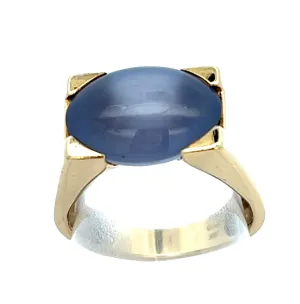 Purple Jade 18ct Yellow Gold Ring