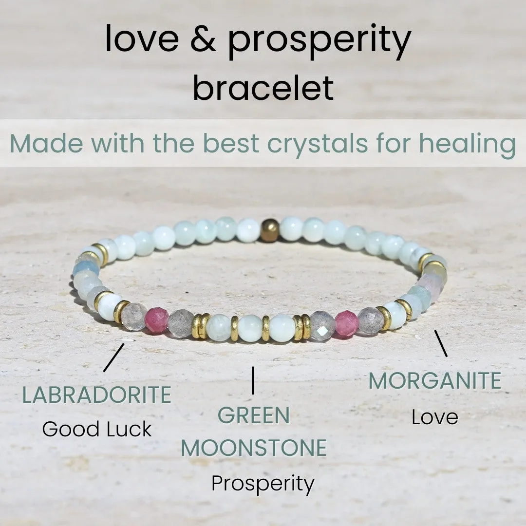 "Good Luck" Green Moonstone and Morganite Delicate Bracelet