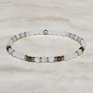 "Love" Rose Quartz Moonstone and Smoky Quartz Bracelet