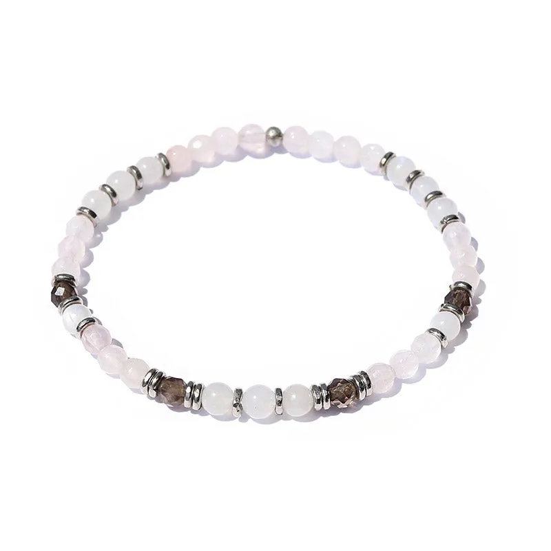 "Love" Rose Quartz Moonstone and Smoky Quartz Bracelet