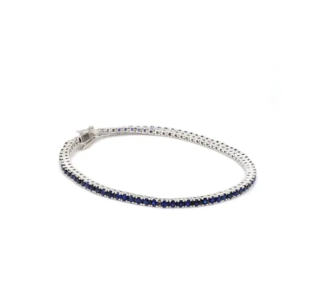 Real Blue Sapphire Round Tennis Bracelet