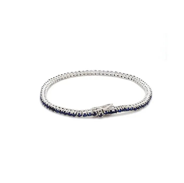 Real Blue Sapphire Round Tennis Bracelet