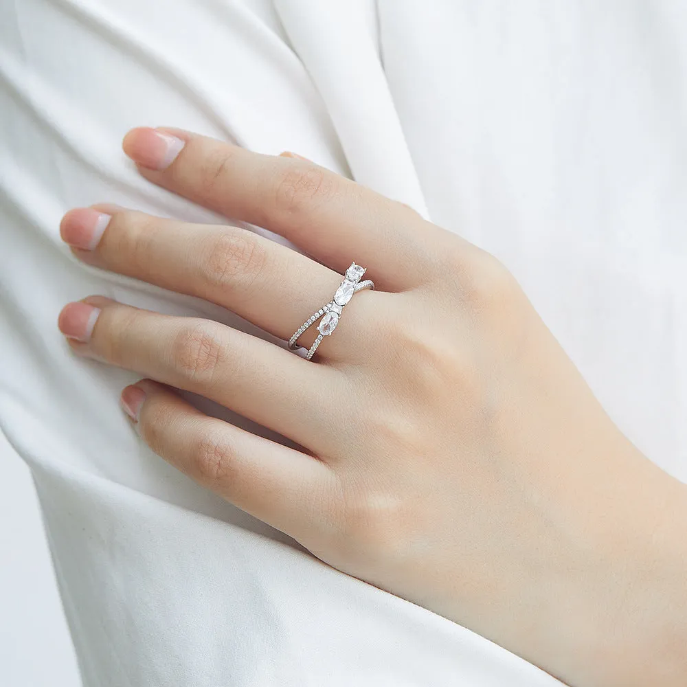 Rings 925 Silver Rotary Cross Denier Zircon Ring Women''s Wedding Engagement Ring