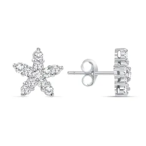 Round Diamond Star Shape Stud Earrings Set - Push Back