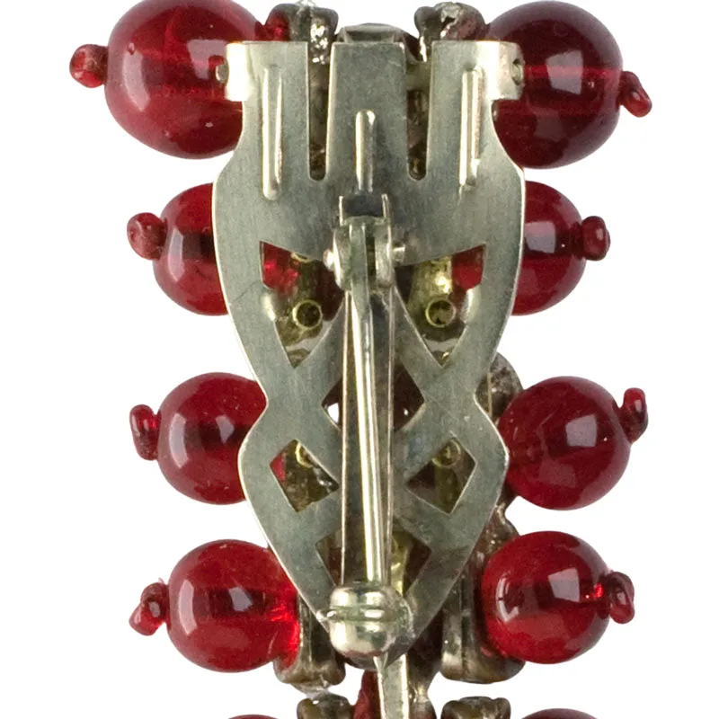 Ruby Bead & Rondelle Miriam Haskell Brooch/Clip