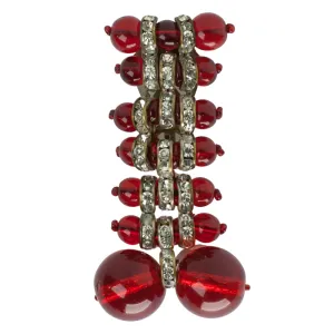 Ruby Bead & Rondelle Miriam Haskell Brooch/Clip