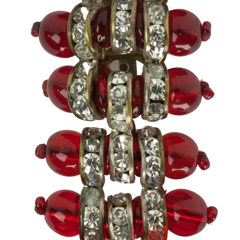 Ruby Bead & Rondelle Miriam Haskell Brooch/Clip