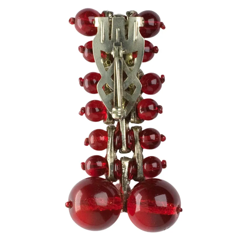 Ruby Bead & Rondelle Miriam Haskell Brooch/Clip