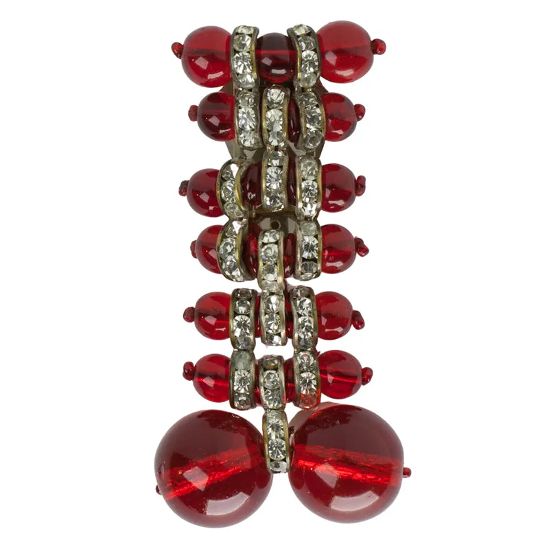 Ruby Bead & Rondelle Miriam Haskell Brooch/Clip