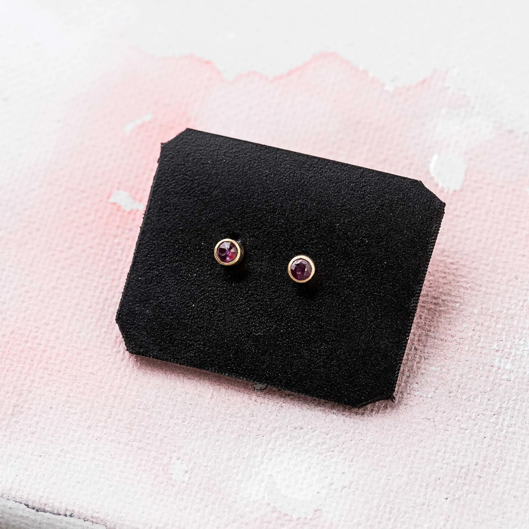 Ruby Stud Earrings in 14k Gold, 3mm