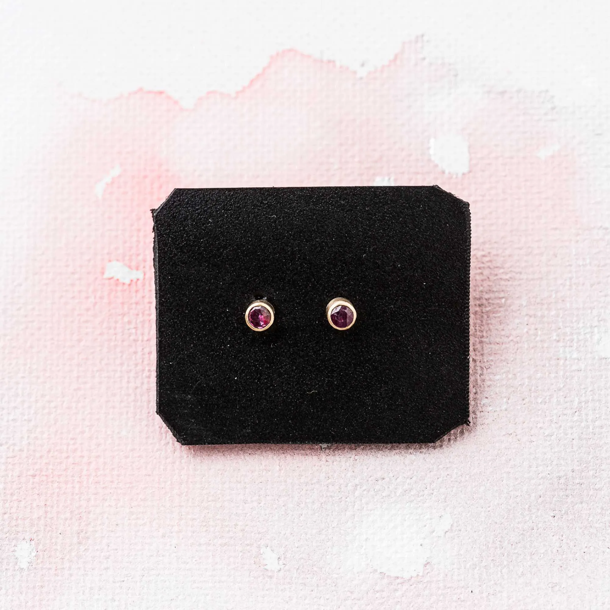 Ruby Stud Earrings in 14k Gold, 3mm