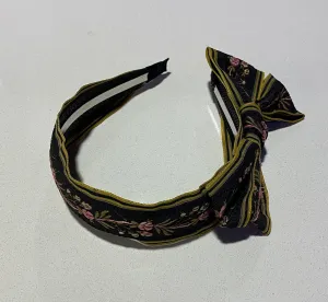 Side Bow Floral Black Headband