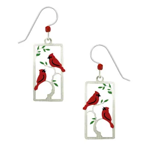 Sienna Sky Red Cardinal Birds in a Tree Pierced Earrings