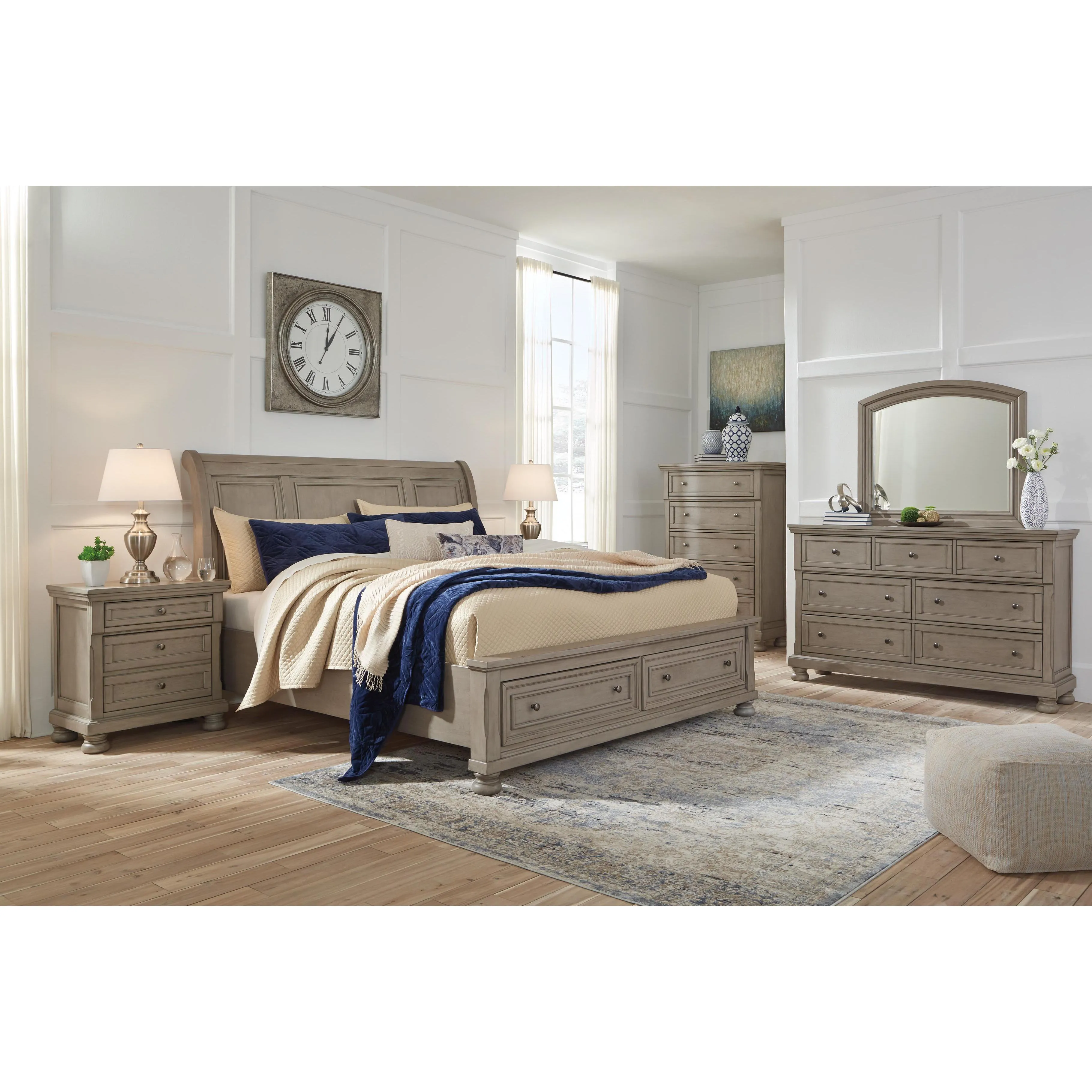 Signature Design by Ashley Lettner B733 6 pc King Sleigh Storage Bedroom Set