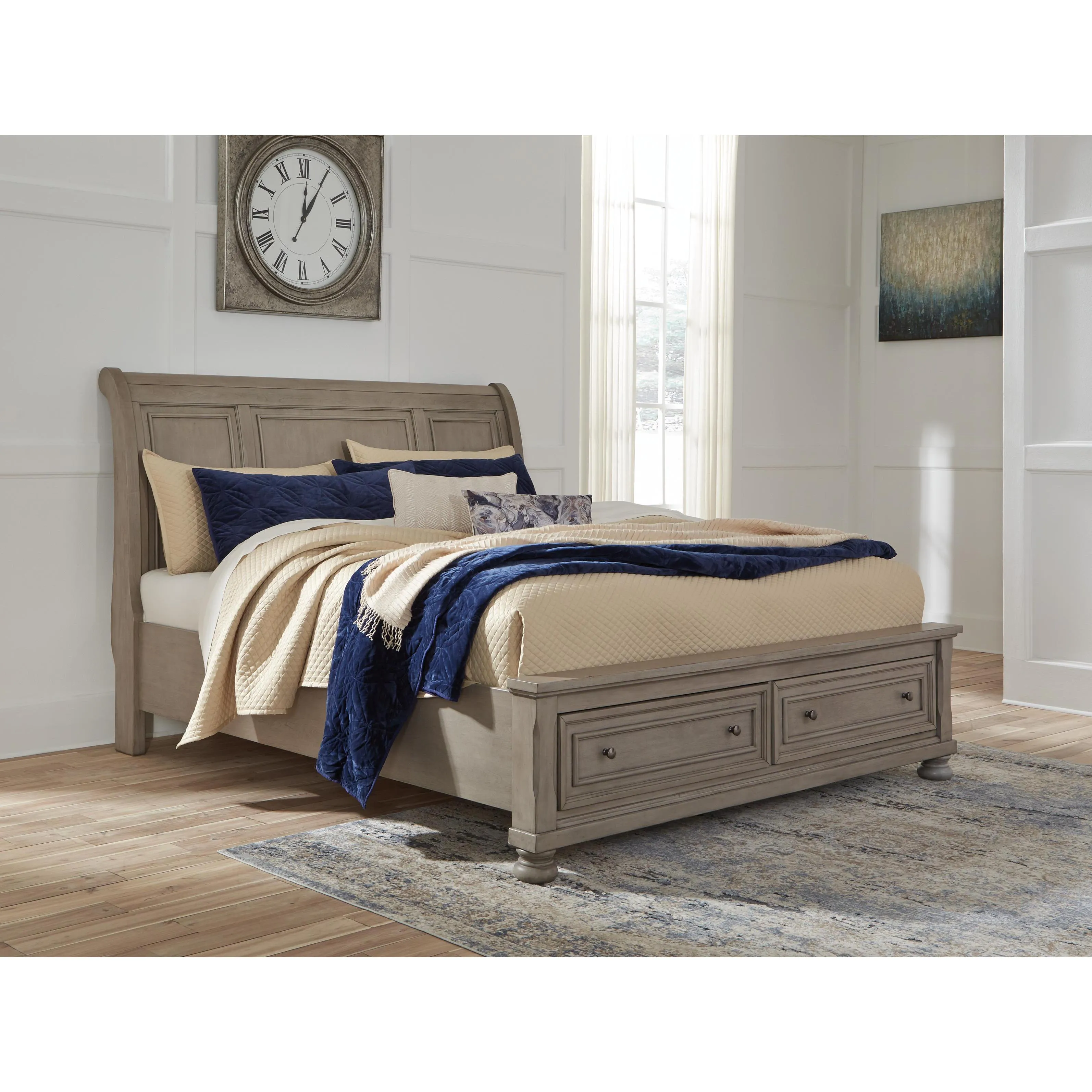 Signature Design by Ashley Lettner B733 6 pc King Sleigh Storage Bedroom Set