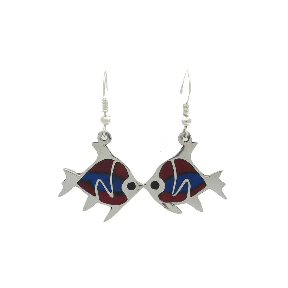 Silver Inlaid Fish Earrings Artisana