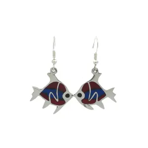 Silver Inlaid Fish Earrings Artisana