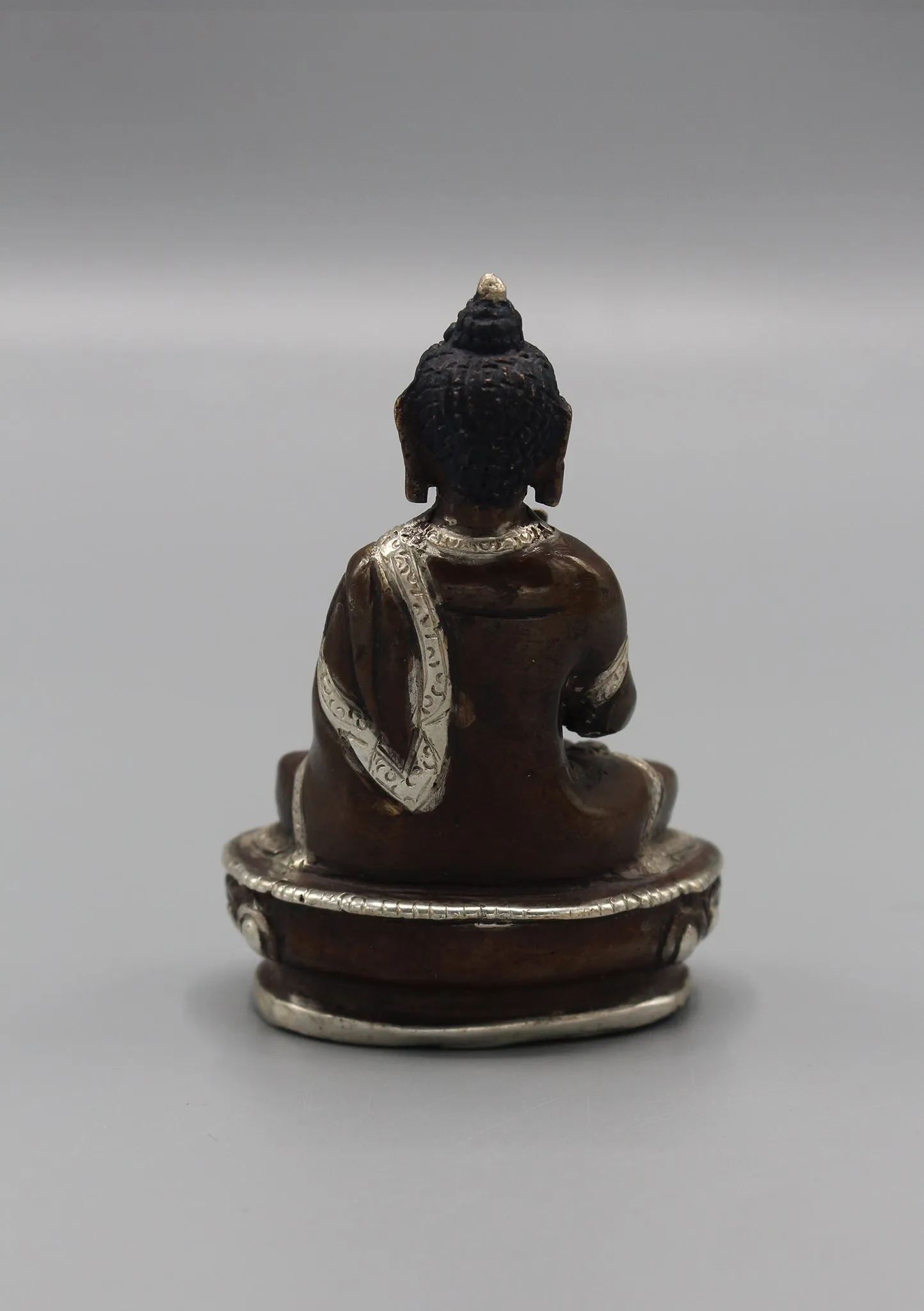 Silver Robe CopperVairochana Buddha Statue 3.3"H