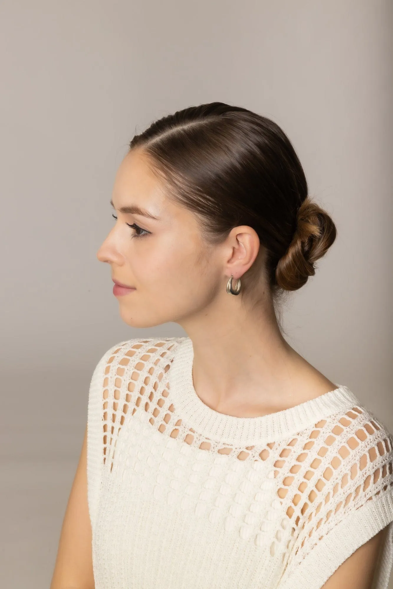 SJE310345 14K Dipped Layer Hoop Pin Catch Earrings