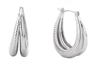 SJE310345 14K Dipped Layer Hoop Pin Catch Earrings