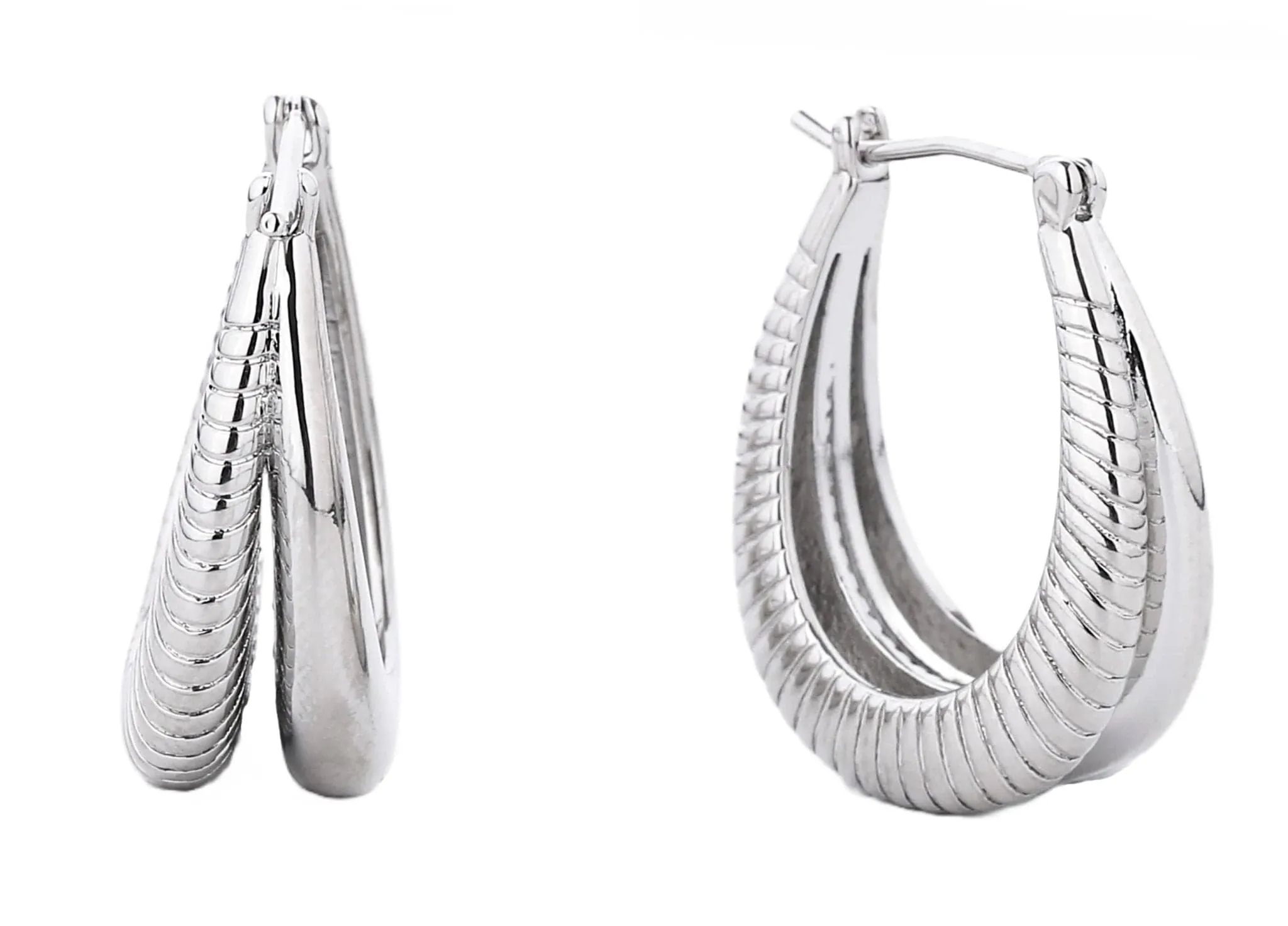 SJE310345 14K Dipped Layer Hoop Pin Catch Earrings