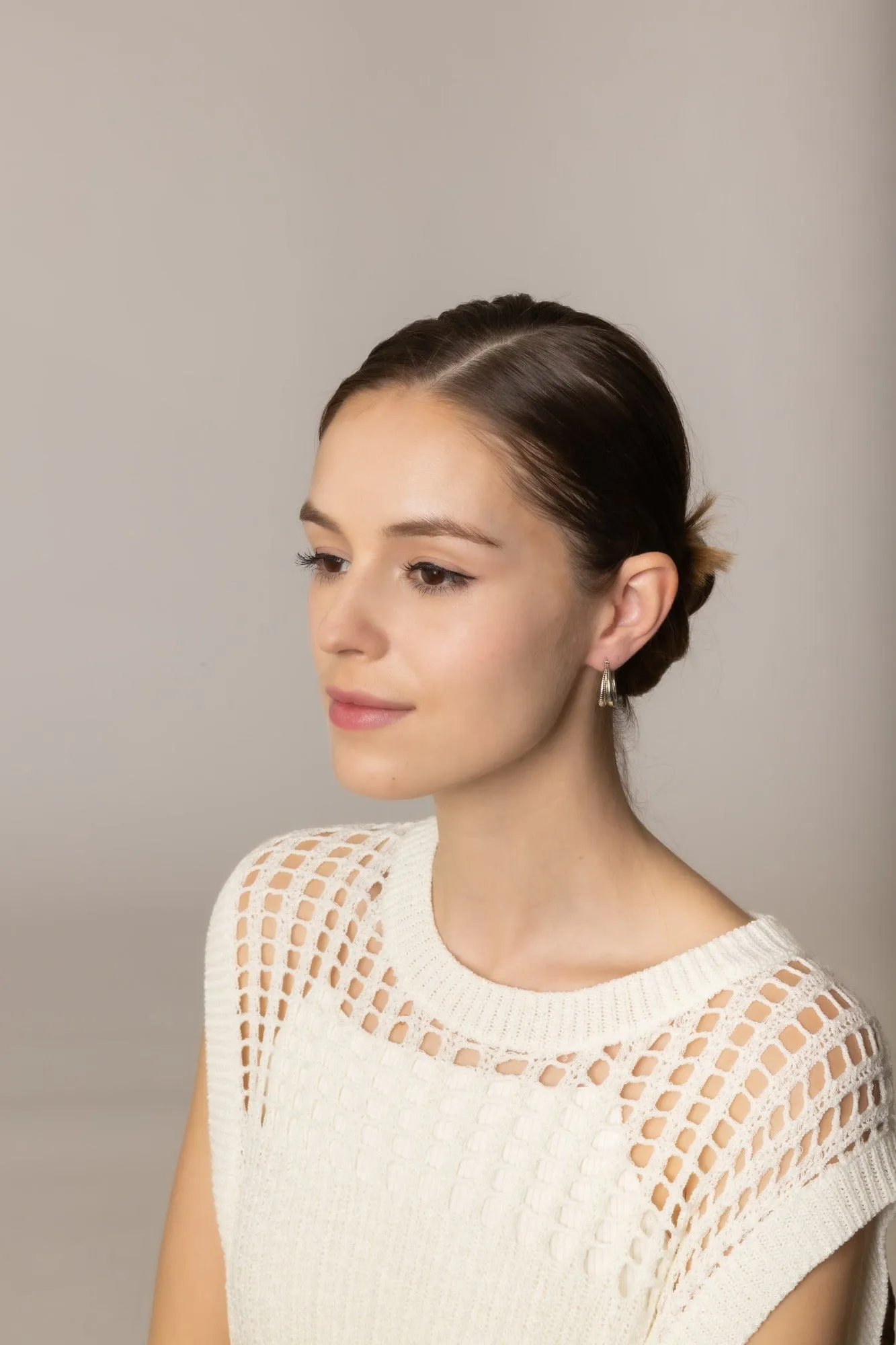 SJE310345 14K Dipped Layer Hoop Pin Catch Earrings