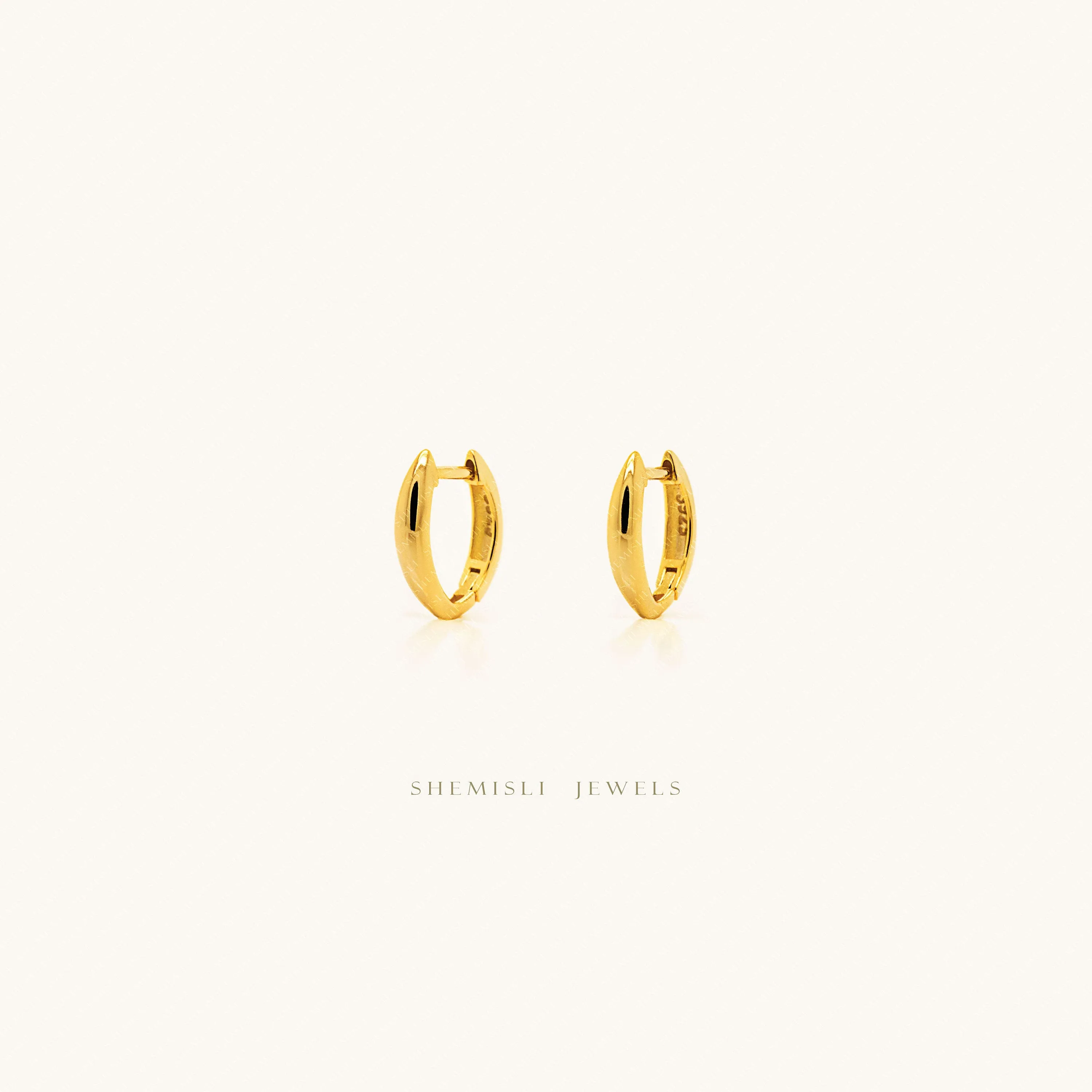 Sleek Pointed Oval Hoop Earrings, Unisex, Gold, Silver SHEMISLI - SH559