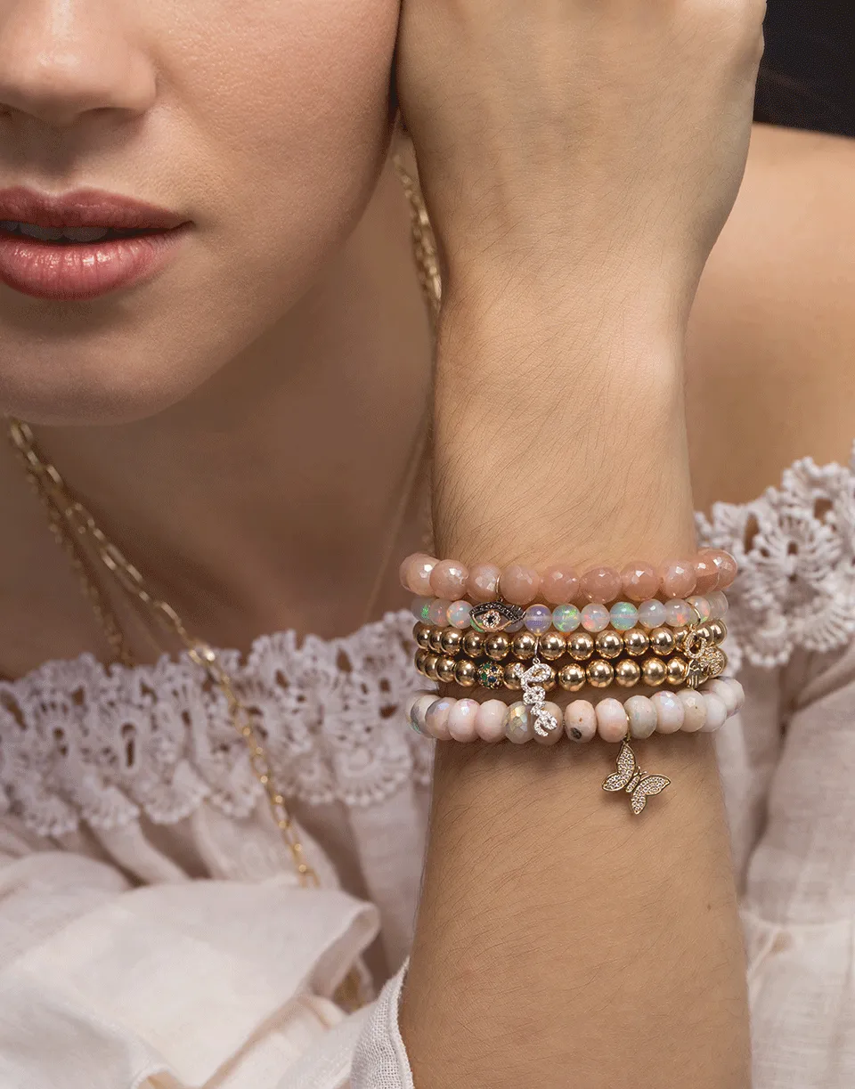 Small Pave Eyelash Evil Eye Charm Bracelet