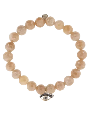 Small Pave Eyelash Evil Eye Charm Bracelet