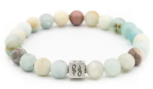 Sterling Silver Amazonite Gloss & Matte Natural Gemstone Bracelet
