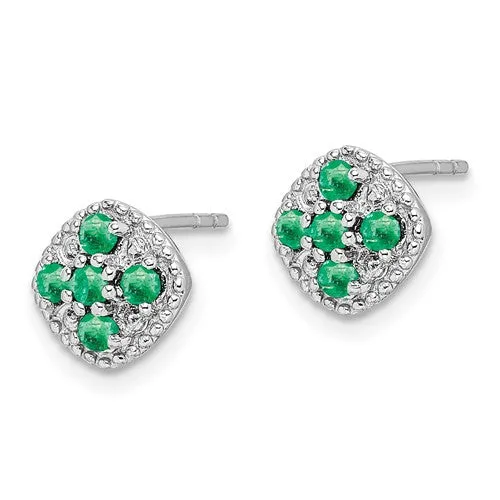Sterling Silver Square Cluster Gemstone 7mm Stud Earrings