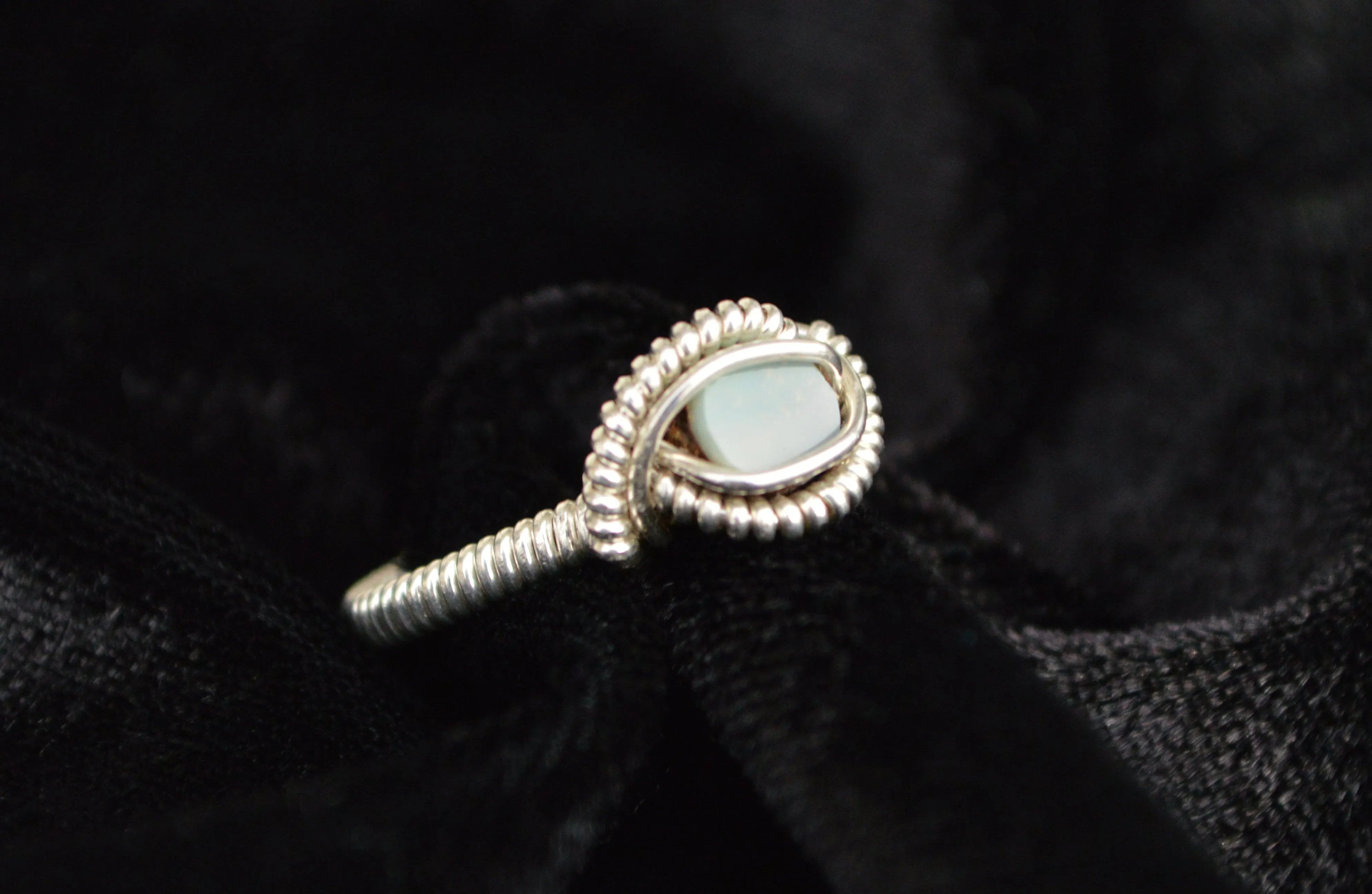 Sterling Silver Wire Wrapped Australian Boulder Opal Ring, Opal Jewelry