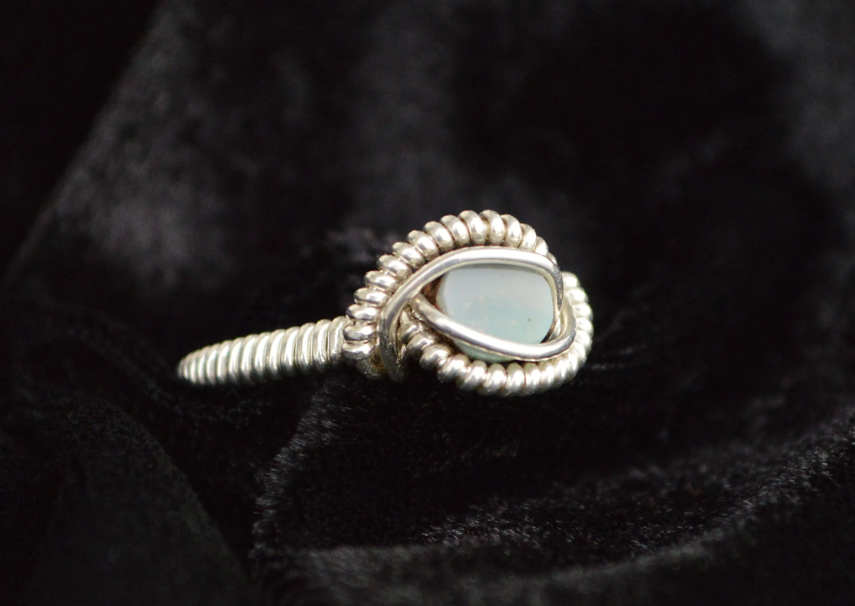 Sterling Silver Wire Wrapped Australian Boulder Opal Ring, Opal Jewelry