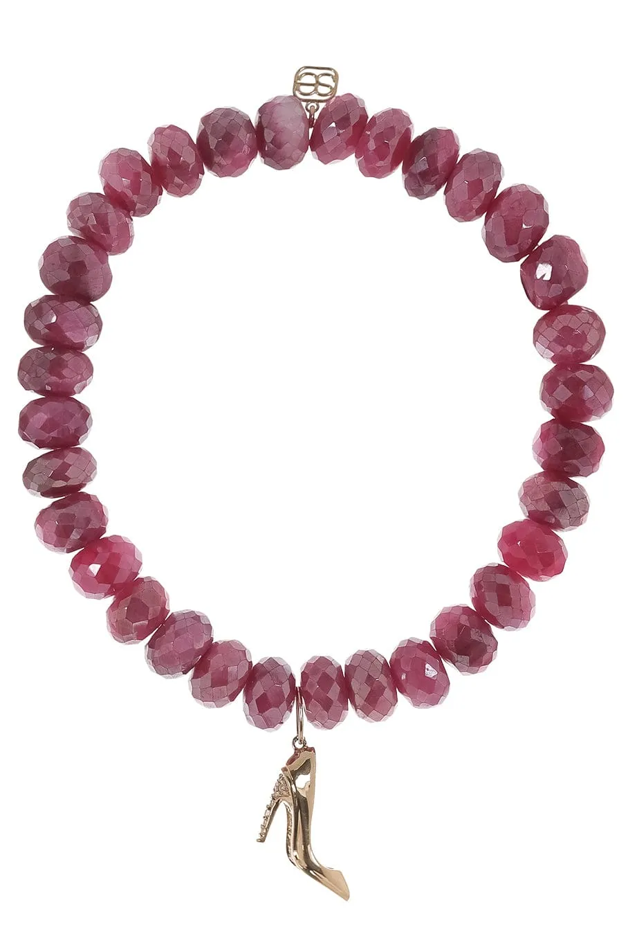Stiletto Charm Red Moonstone Bead Bracelet