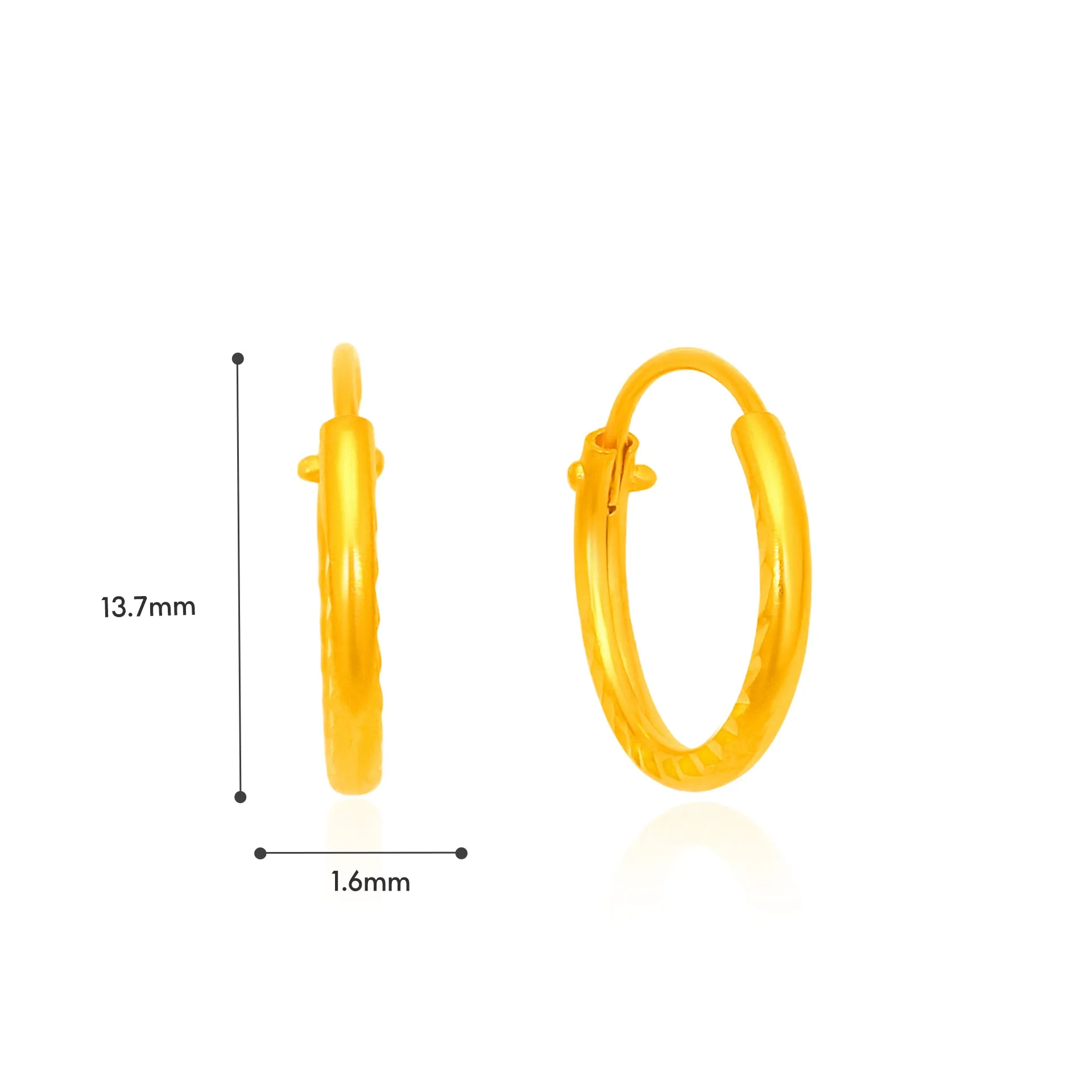 TAKA Jewellery 916 Gold Hoop Earrings