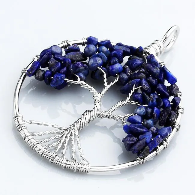 The Tree of Life Healing Natural Gemstone Pendant Necklace - Lapis Lazuli