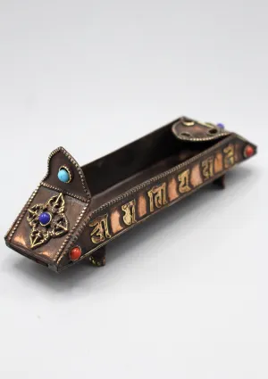 Tibetan Om Mani Dorjee Copper Incense Burner