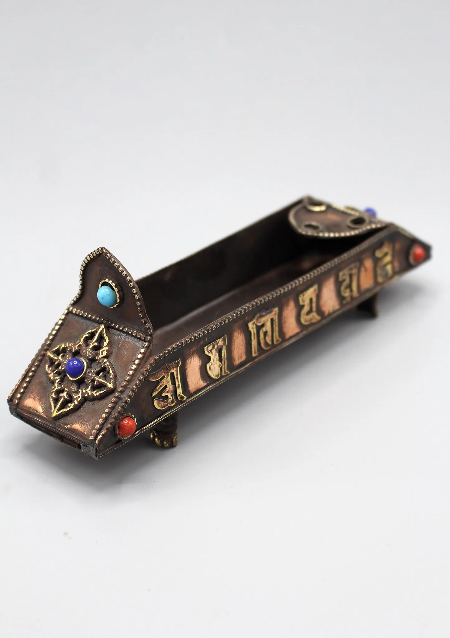 Tibetan Om Mani Dorjee Copper Incense Burner