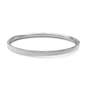 Tiffany Metro Three Row Hinged Diamond Bangle - 18ct White Gold