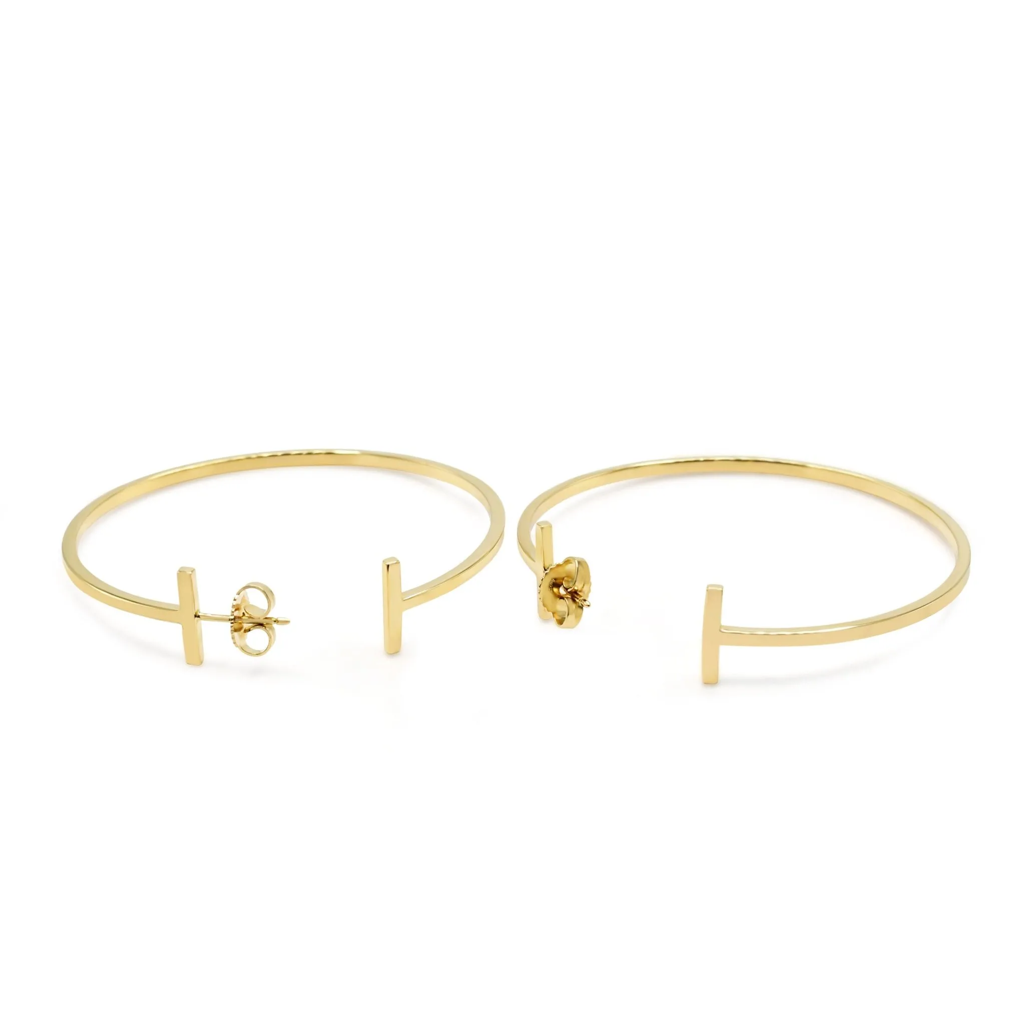 Tiffany T Wire Hoop Earrings XL - 18ct Yellow Gold