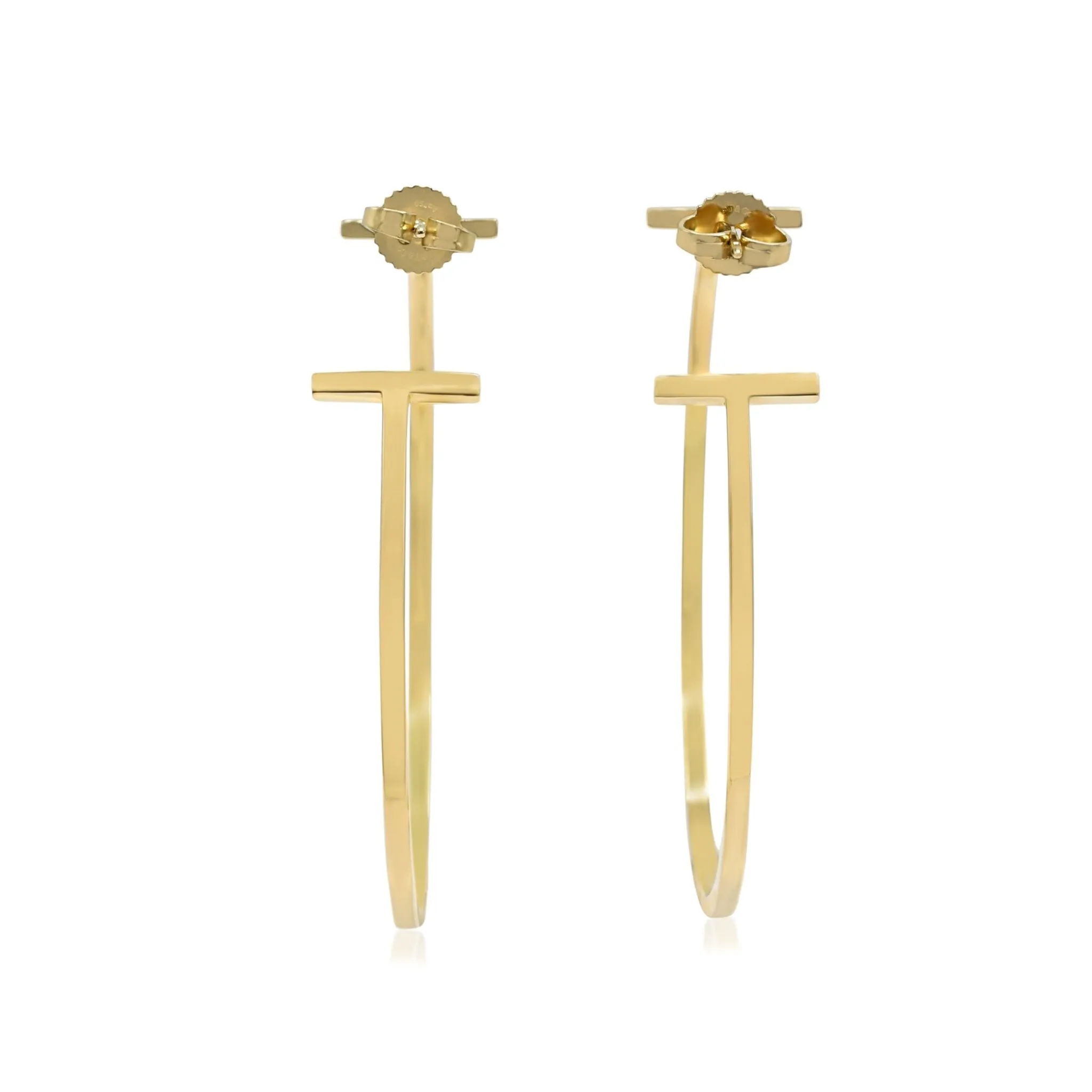 Tiffany T Wire Hoop Earrings XL - 18ct Yellow Gold