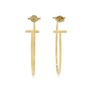 Tiffany T Wire Hoop Earrings XL - 18ct Yellow Gold