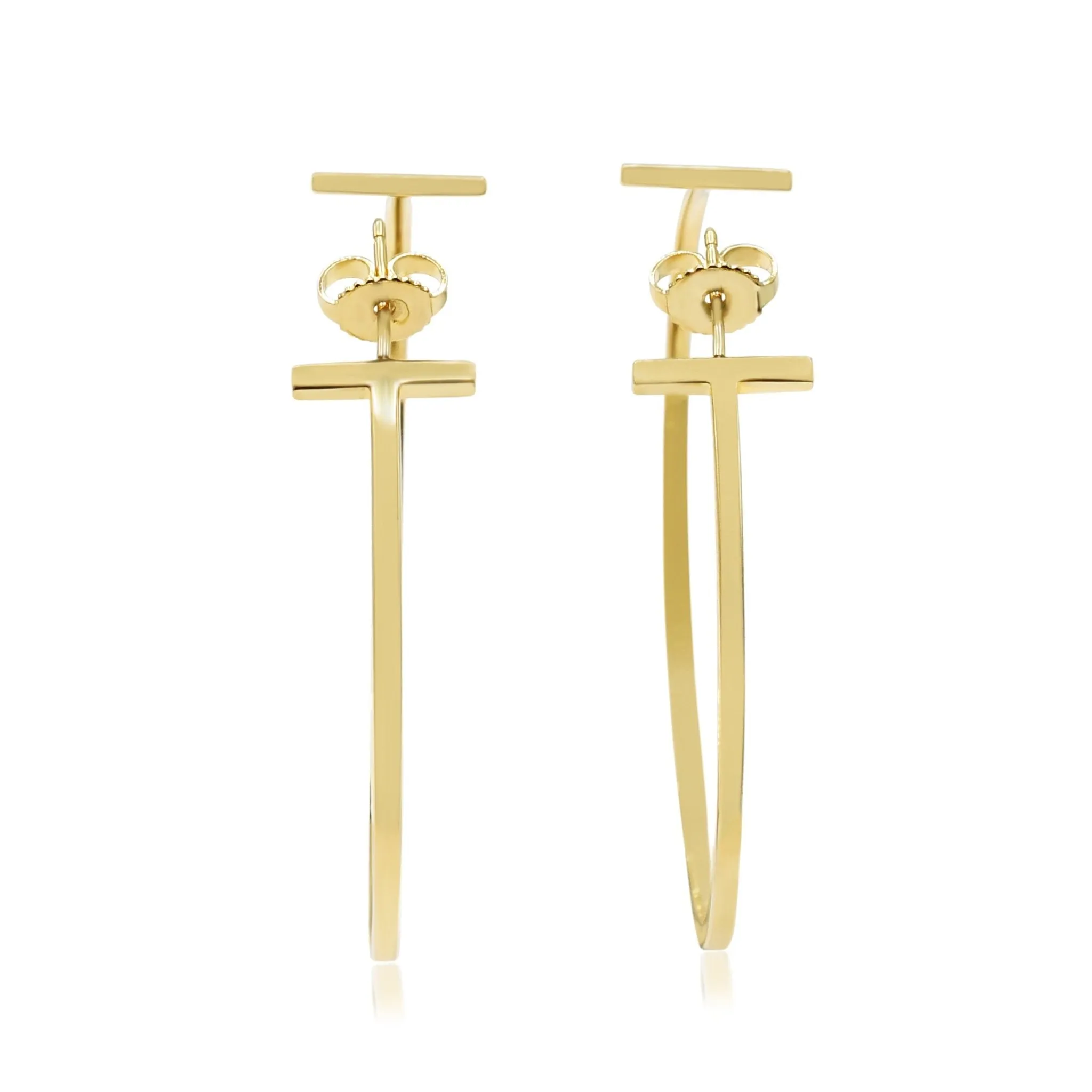 Tiffany T Wire Hoop Earrings XL - 18ct Yellow Gold