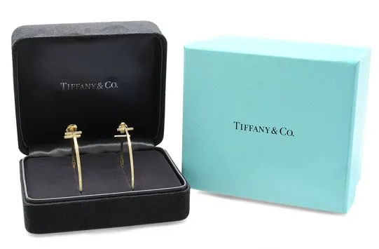 Tiffany T Wire Hoop Earrings XL - 18ct Yellow Gold